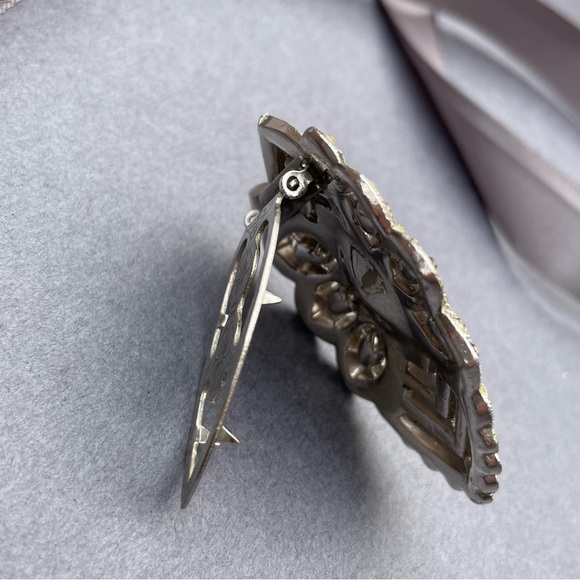 Vintage Art Deco Clear Rhinestone Pavé Scarf Clip - Picture 9 of 14